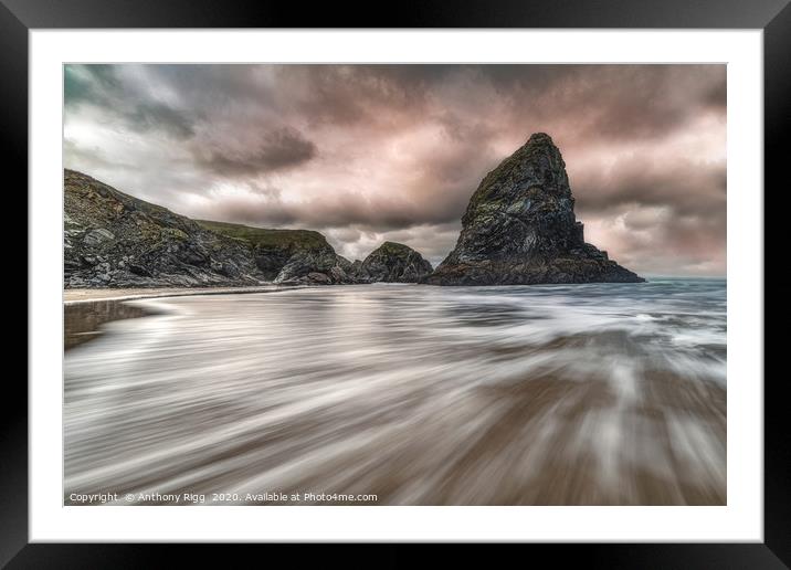Bedruthan Steps Cornwall  Framed Mounted Print by Anthony Rigg