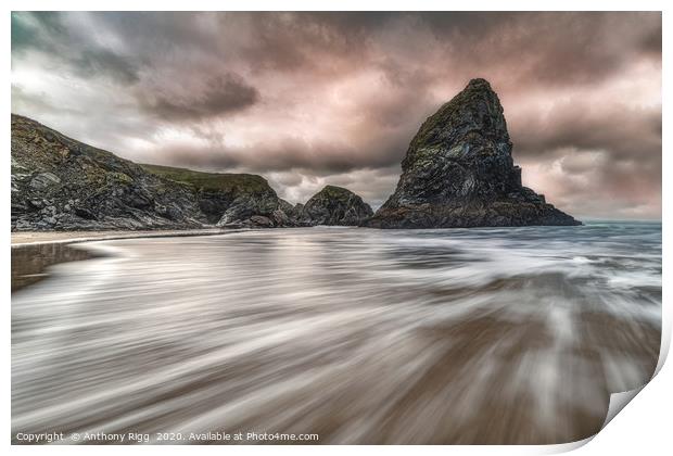 Bedruthan Steps Cornwall  Print by Anthony Rigg