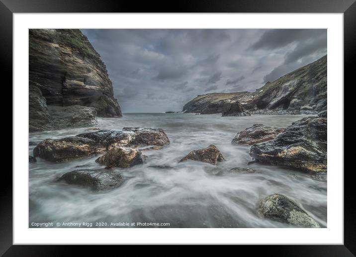 Tintagel Bay Cornwall Framed Mounted Print by Anthony Rigg