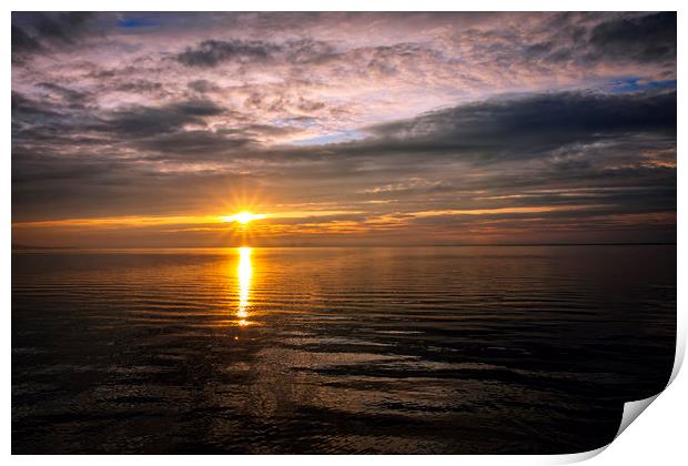 Sunset light over lake Balaton of Hungary Print by Arpad Radoczy