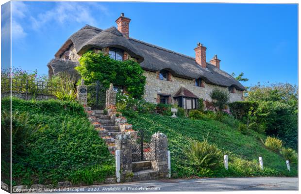Hill Cottage Godshill IOW Canvas Print by Wight Landscapes
