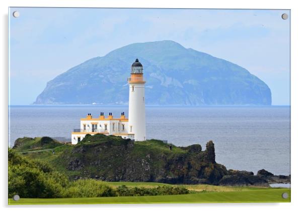 Turnberry lighthouse and Ailsa Craig , SW Scotland Acrylic by Allan Durward Photography