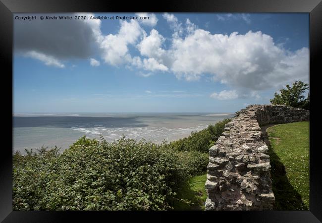 view from LLansteffan Castle across the sea Framed Print by Kevin White