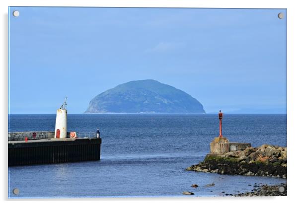 Girvan harbour on Ayrshire coast, and Ailsa Craig Acrylic by Allan Durward Photography