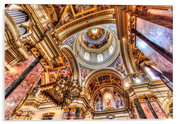 St Paul's Cathedral Mdina Malta Acrylic by David Pyatt