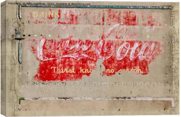 Faded Coca Cola Sign on Tenement Wall Canvas Print by John Hastings