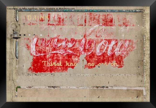 Faded Coca Cola Sign on Tenement Wall Framed Print by John Hastings