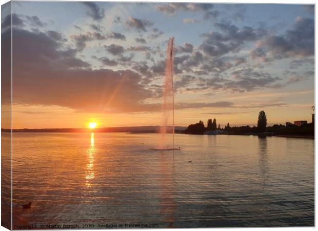 Sunset at Lake Zug in Switzerland  Canvas Print by Martin Baroch