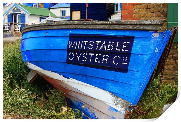 Whitstable, Old Blue Boat Print by Linsey Pluckrose