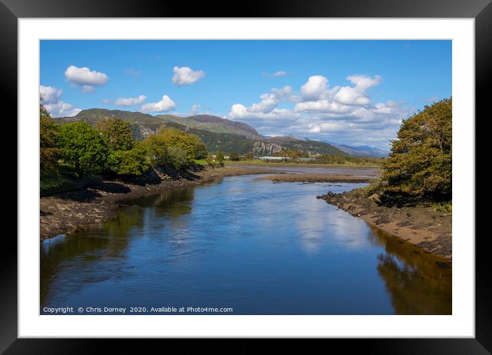 View of Snowdonia from Porthmadog in North Wales,  Framed Mounted Print by Chris Dorney