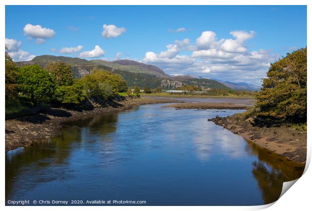 View of Snowdonia from Porthmadog in North Wales,  Print by Chris Dorney