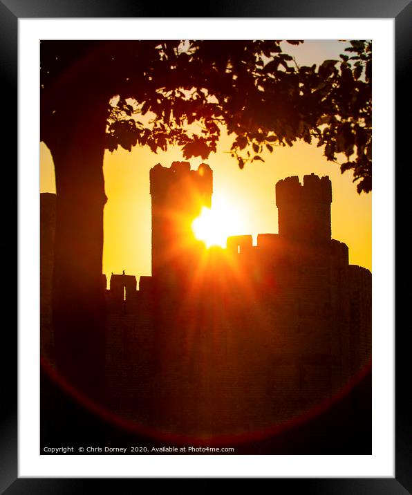Caernarfon Castle at Sunset in North Wales, UK Framed Mounted Print by Chris Dorney