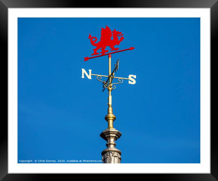 Red Dragon Weather Vane on Llandudno Pier in Wales Framed Mounted Print by Chris Dorney