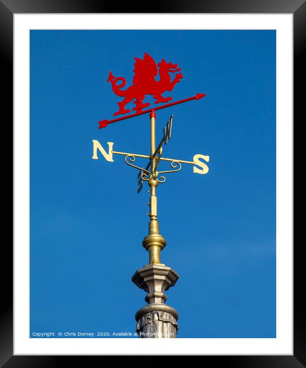 Red Dragon Weather Vane on Llandudno Pier in Wales Framed Mounted Print by Chris Dorney