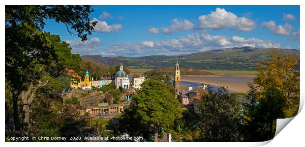 Stunning Panoramic View of Portmeirion in North Wa Print by Chris Dorney
