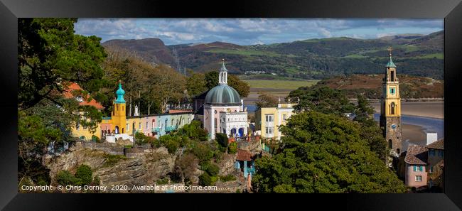 Stunning Panoramic View of Portmeirion in North Wa Framed Print by Chris Dorney