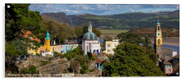 Stunning Panoramic View of Portmeirion in North Wa Acrylic by Chris Dorney