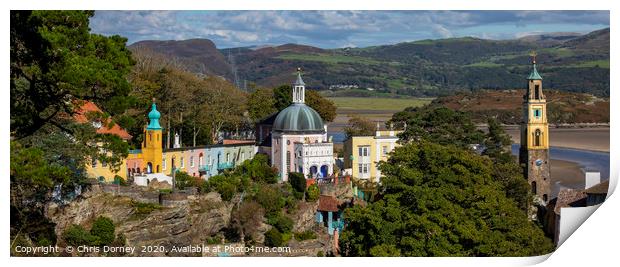 Stunning Panoramic View of Portmeirion in North Wa Print by Chris Dorney