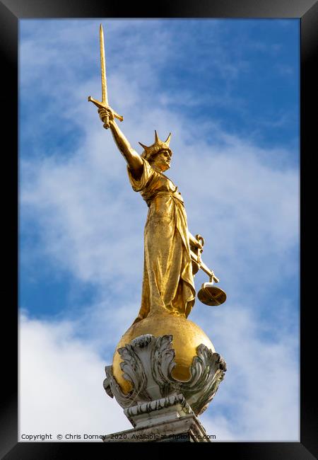 Lady Justice Statue at The Old Bailey in London Framed Print by Chris Dorney