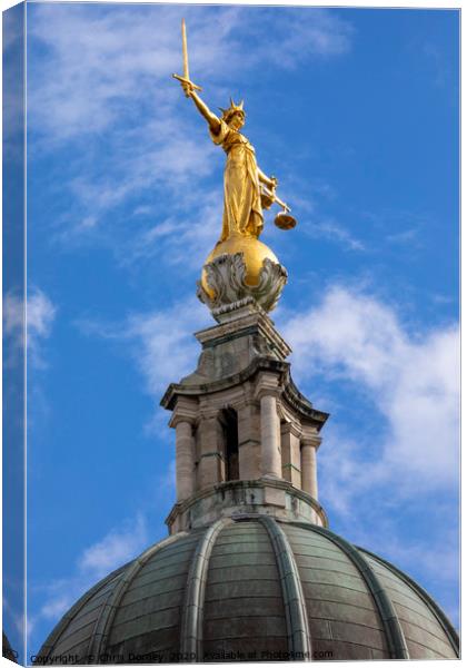 Lady Justice Statue at The Old Bailey in London Canvas Print by Chris Dorney