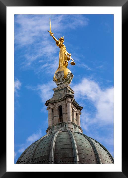 Lady Justice Statue at The Old Bailey in London Framed Mounted Print by Chris Dorney