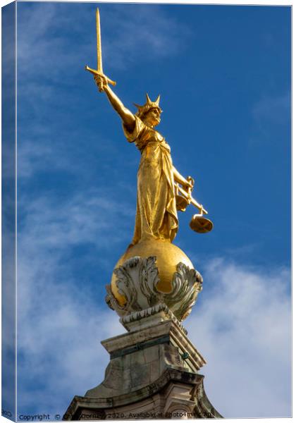 Lady Justice Statue at The Old Bailey in London Canvas Print by Chris Dorney