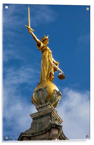 Lady Justice Statue at The Old Bailey in London Acrylic by Chris Dorney