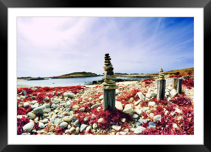 Piles of Stones, Bryher, Scilly Framed Mounted Print by Roger Driscoll