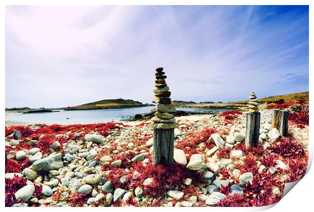 Piles of Stones, Bryher, Scilly Print by Roger Driscoll