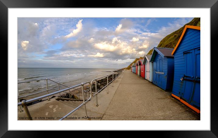 Sheringham beach on the North Norfolk coast late a Framed Mounted Print by Chris Yaxley