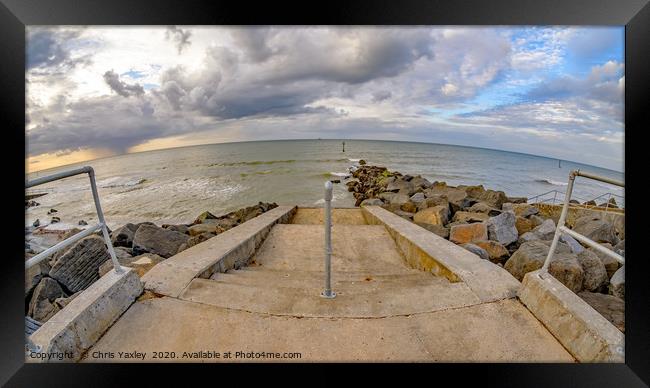 Fisheye view of the concrete steps leading down to Framed Print by Chris Yaxley