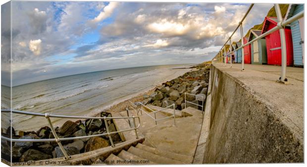 Wide angle fisheye view of the seaside promenade i Canvas Print by Chris Yaxley