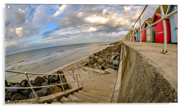 Wide angle fisheye view of the seaside promenade i Acrylic by Chris Yaxley