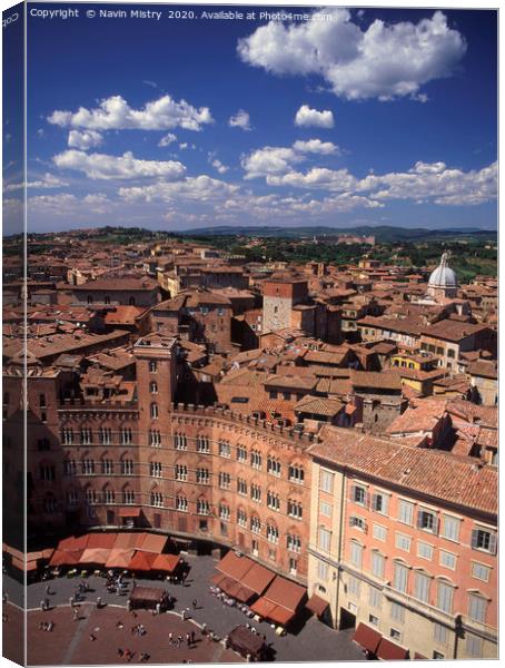A view of the Piazza Del Campo, Siena, Italy Canvas Print by Navin Mistry