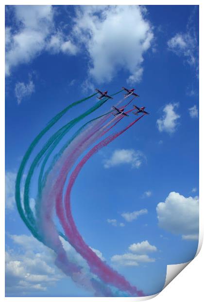 Flying demonstration with colored smoke Print by Arpad Radoczy