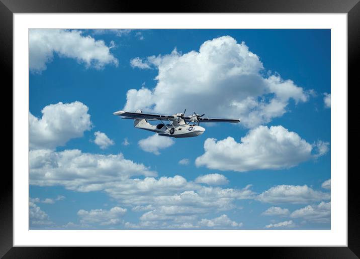 Nice seaplane airplane in the sky Framed Mounted Print by Arpad Radoczy
