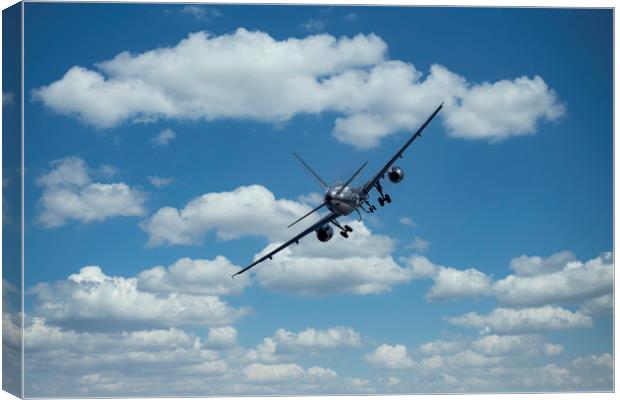 Passenger airplane on a cloudy sky Canvas Print by Arpad Radoczy