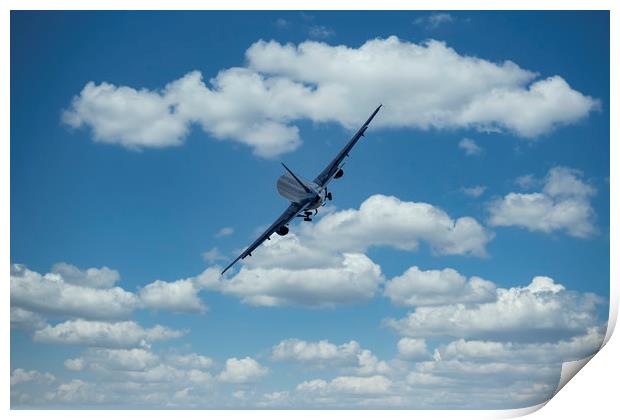 Passenger airplane on a cloudy sky Print by Arpad Radoczy