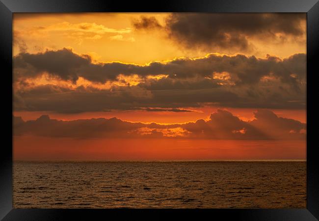 Beautiful sunset light over the mediterranean ocea Framed Print by Arpad Radoczy