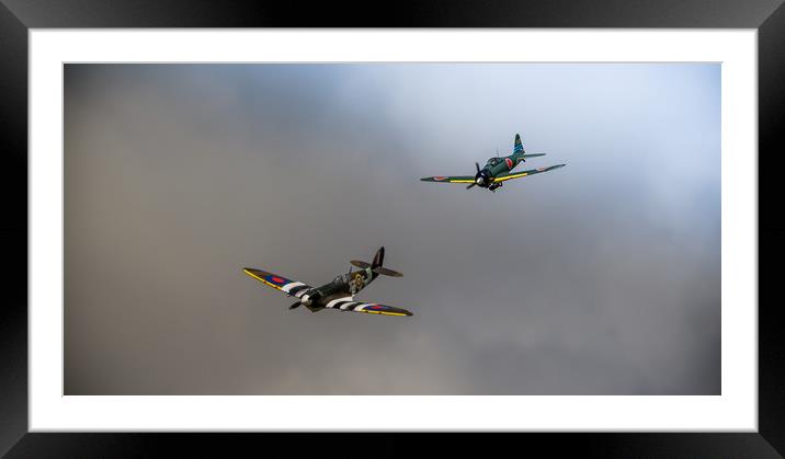 WW2 Planes in Dogfight Framed Mounted Print by Pete Evans