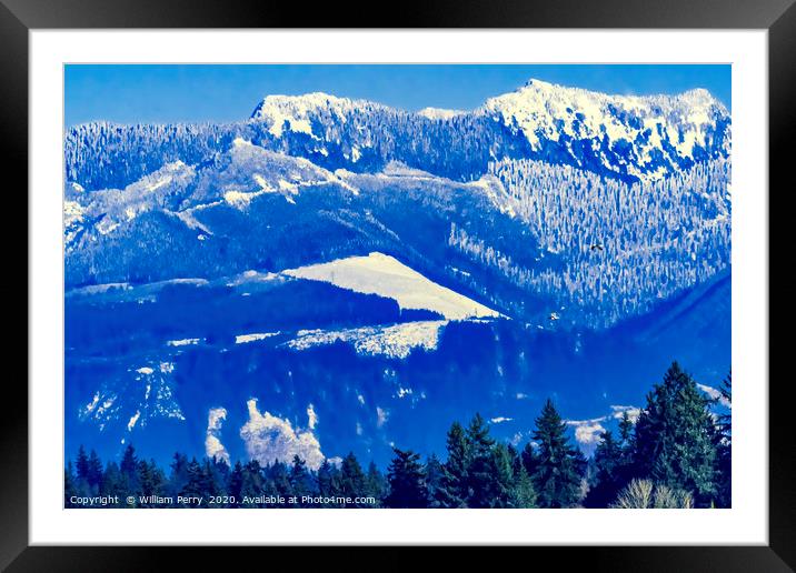 Snow Capped Mountains Bellevue Washington Framed Mounted Print by William Perry