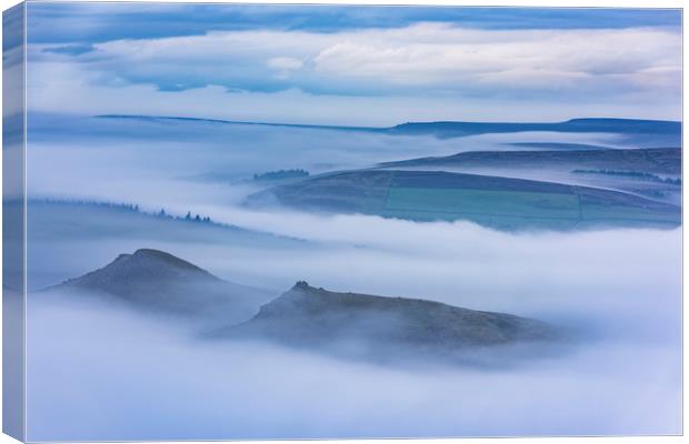 Crook Hill above the Mist at first light  Canvas Print by John Finney