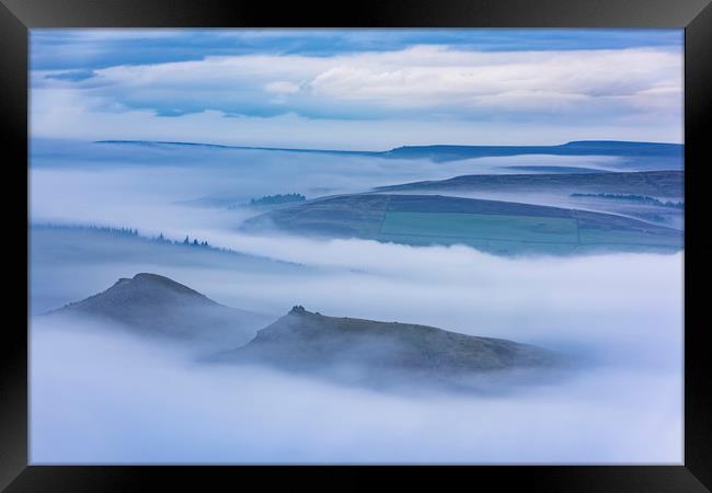 Crook Hill above the Mist at first light  Framed Print by John Finney