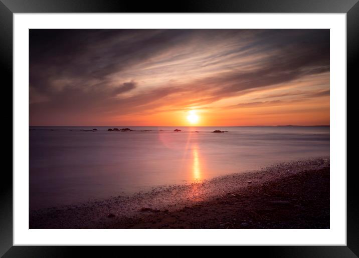 Sker Beach sunset Framed Mounted Print by Leighton Collins