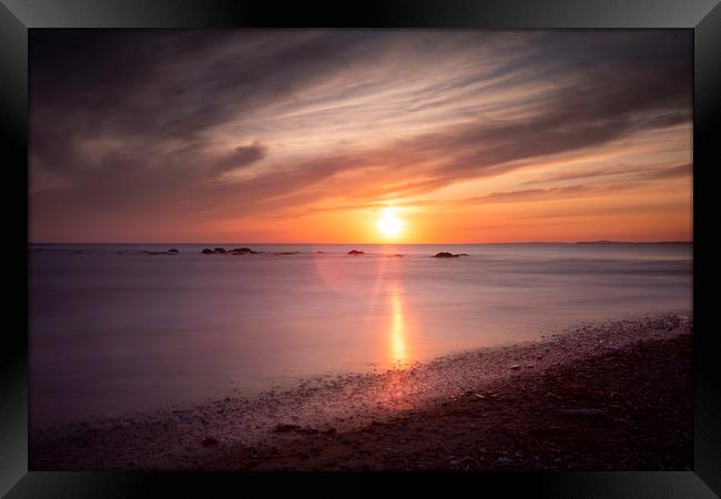 Sker Beach sunset Framed Print by Leighton Collins