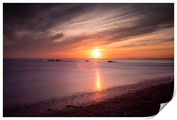 Sker Beach sunset Print by Leighton Collins