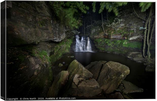 Goit Stock Waterfall by night. Canvas Print by Chris North