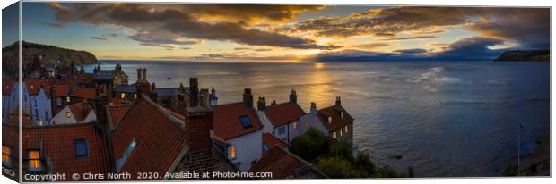 Robin Hoods Bay at sunrise. Canvas Print by Chris North