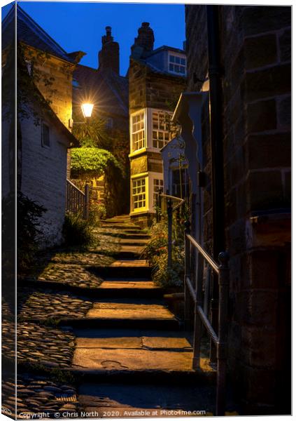 Robin Hoods Bay at twilight. Canvas Print by Chris North