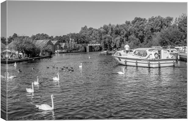 Boating on the Norfolk Broads bw Canvas Print by Chris Yaxley